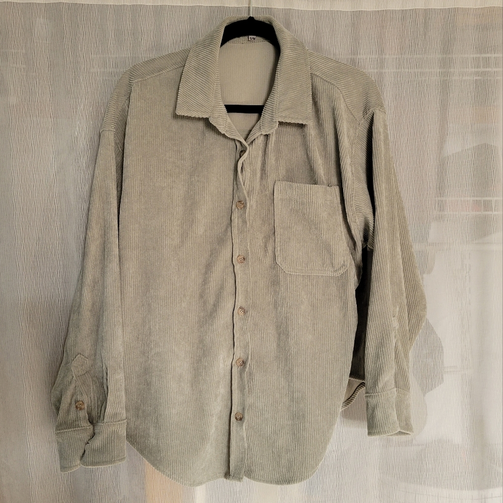 sage corduroy button down